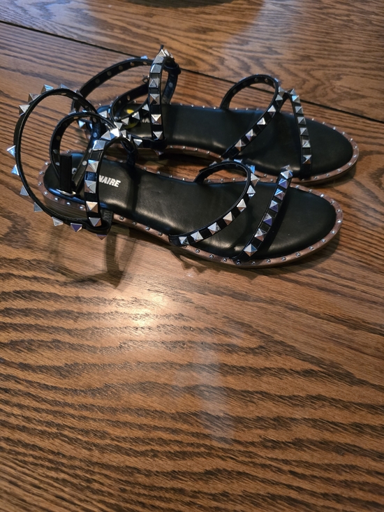 Cushionaire Shoes - Cushionaire Black Studded Ankle-Strap Women's Sandals Size 9